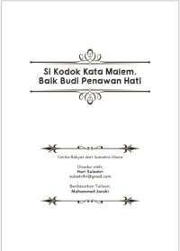 Image of E-book Si Kodok Kata Malem, Baik Budi Penawan Hati